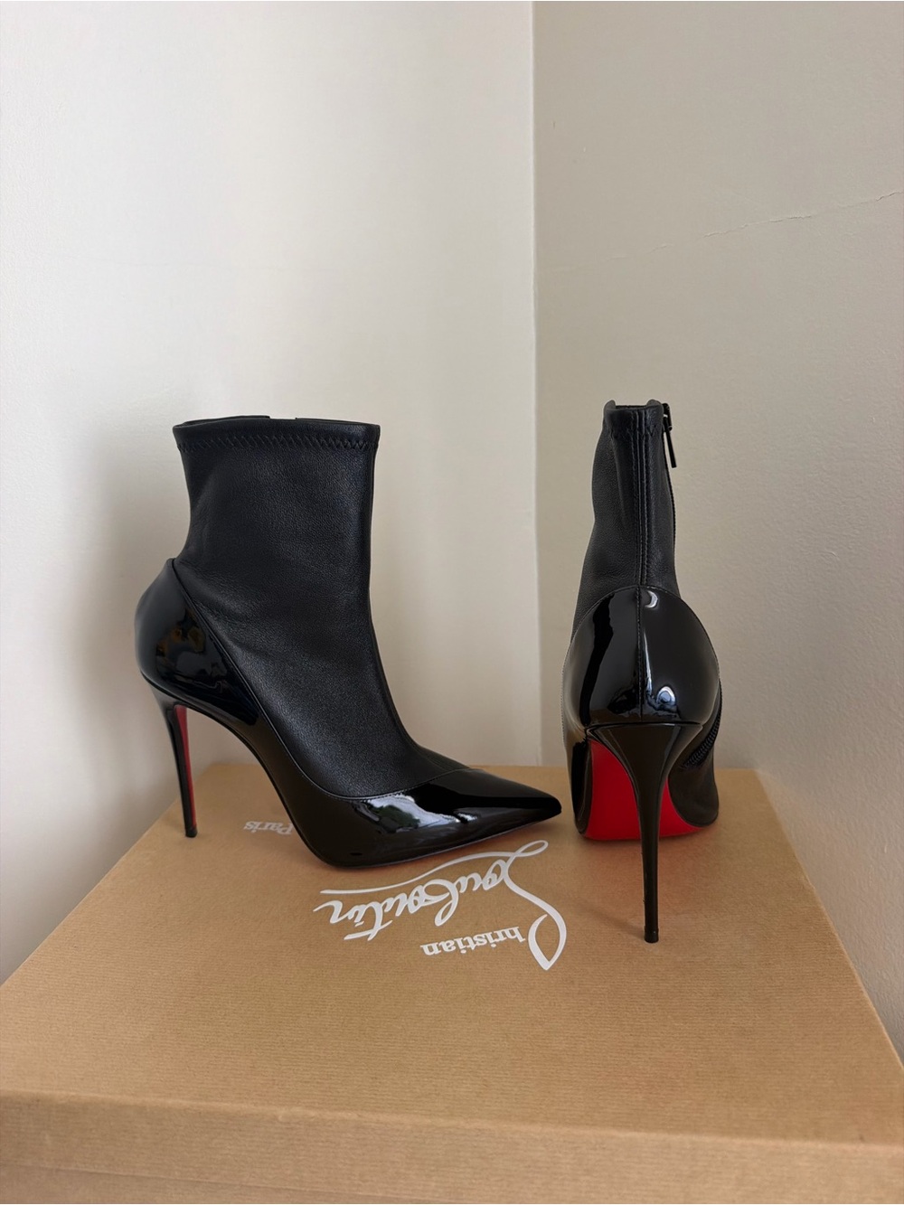 Christian Louboutin Black Nappa Bibooty Ankle size 39